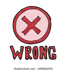 digitally drawn illustration wrong cross design. hand drawn texture style