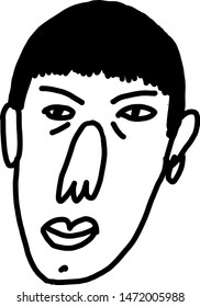 Digitally drawn vector portrait. Minimalist illustration perfect for posters, tote bags and t-shirts