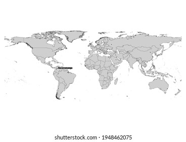 Digitally editable vector map showing  Bucaramanga, Colombia's position on the world map, and its connections with other major cities. File is suitable for editing and printing of all sizes.