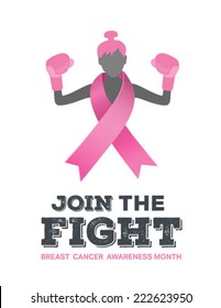 Digitally generated Breast cancer awareness vector with fighting girl