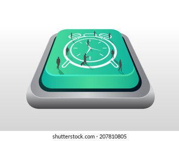 Digitally generated Business people standing on alarm clock button