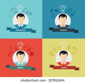 Digitally generated Business qualities with profiles icons