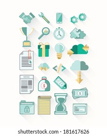 Digitally generated business and technology icons vector