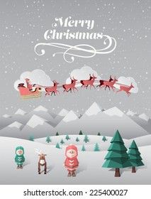Digitally generated Christmas greeting message with flying santa