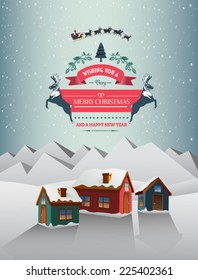 Digitally generated Christmas greeting message with illustrations vector