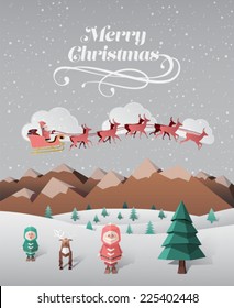 Digitally generated Christmas greeting message with illustrations vector