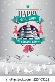 Digitally generated Christmas greeting message with illustrations vector