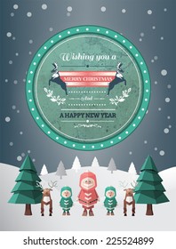 Digitally generated Christmas greeting message with illustrations