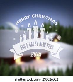 Digitally generated Christmas and new year greeting on blurred snowy background