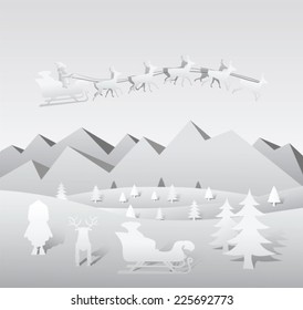 Digitally generated Christmas vector with flying santa and reindeer