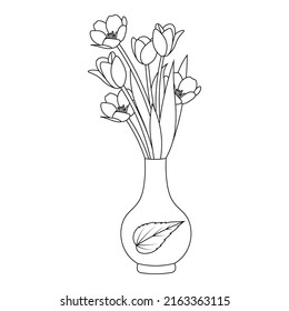
digitally generated coloring page flower with decorative flowerpot line art design