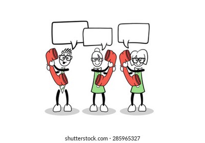 Digitally generated Cute cartoon business people making calls