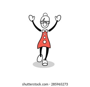 Digitally generated Cute cartoon businesswoman cheering