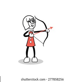 Digitally generated Cute cartoon shooting an arrow