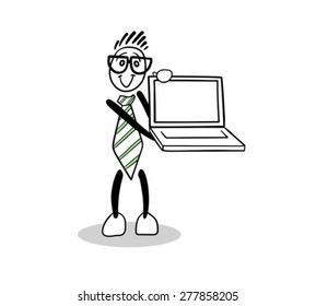 Dibujo Cute generado digitalmente que muestra una laptop