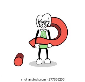 Digitally generated Cute cartoon showing question mark