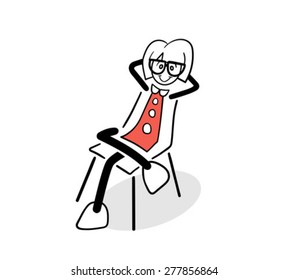 Digitally generated Cute cartoon sitting in chair