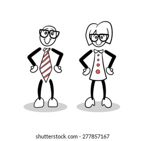 Digitally generated Cute cartoons with hands on hips