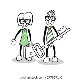 Casa en movimiento de dibujos animados Cute generados digitalmente