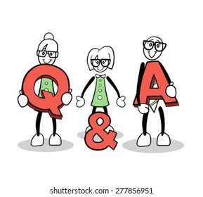 Digitally generated Cute cartoons showing q and a vector