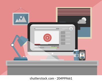 Mesa gerada digitalmente no computador mostrando o player de música
