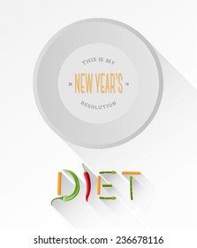 Digitally generated Diet spelled out with vegetables vector