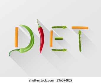 Digitally generated Diet spelled out with vegetables vector