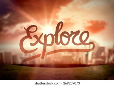 Explorar generado digitalmente contra el vector de escena de la ciudad