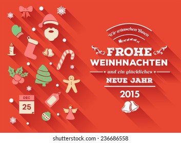 Digitally generated Frohe weihnachten message with christmas icons