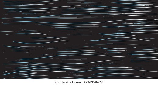 Fondo rayado geométrico Abstractas 3D futurista generado digitalmente, blanco y negro oscuro. Flujo de partículas que fluyen y se mueven en líneas blancas y azules curvas y onduladas. Arte Generativo en Formato de Vector Editable