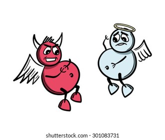 Digitally generated Good versus evil concept vector