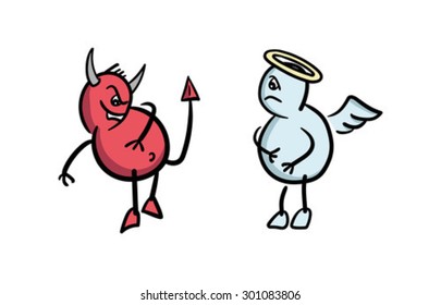 Digitally generated Good versus evil concept vector