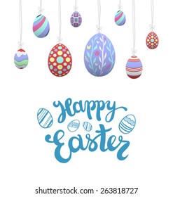 Digitally generated Hanging easter eggs vector