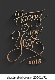 Digitally generated Happy new year vector in embossed black and gold