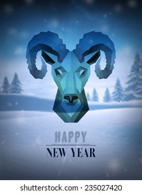 Digitally generated Happy new year vector with ram design