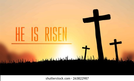 Digitally generated He is risen easter vector