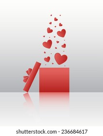 Digitally generated Hearts floating out of box vector