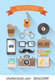 Banner hipster generado digitalmente con varios iconos