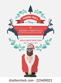 Digitally generated Hipster santa with christmas message