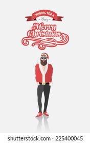 Digitally generated Hipster santa with christmas message