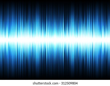 Digitally generated image of blue light ,Sound waves oscillating glow light - Vector