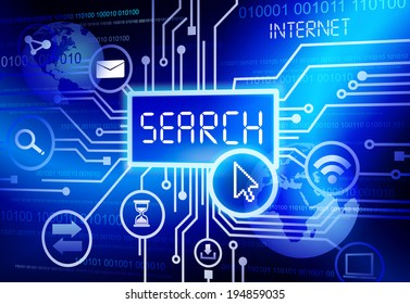 Digitally Generated Image with Internet Search Concept