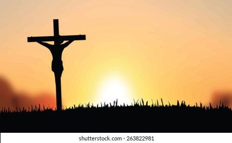 Digitally generated Jesus on the cross vector