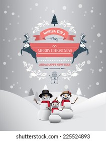 Digitally generated Merry christmas and happy new year vector