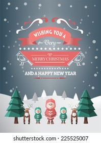 Digitally generated Merry christmas and happy new year vector