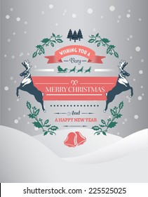 Digitally generated Merry christmas and happy new year vector