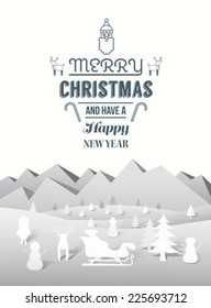 Digitally generated Merry christmas message vector with cute illustrations