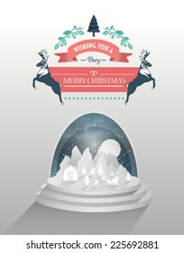 Digitally generated Merry christmas vector with snow globe