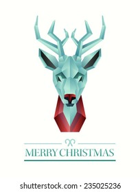 Digitally generated Merry christmas vector with hipster reindeer design