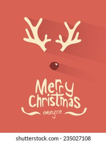 Digitally generated Merry christmas vector with antlers and red nose